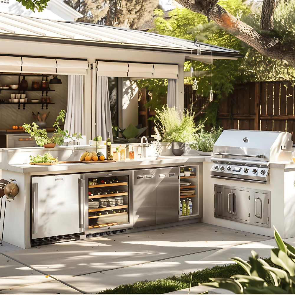 Outdoor kitchen builders Lafayette LA creating a summer backyard with custom pool construction and outdoor living spaces